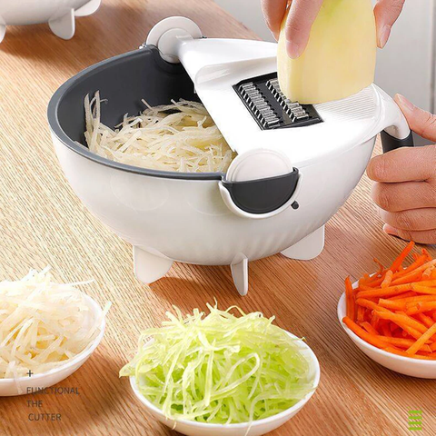 6 In 1 Multifunctional Grater Silk Strip Grater Corrugated Slicer Potato Masher Manual Drain Basket - Areebreviews