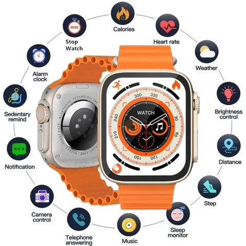 Crown 8+1 Ultra 2 Smart Watch with Wireless Earbuds – Fitness & Multimedia Combo