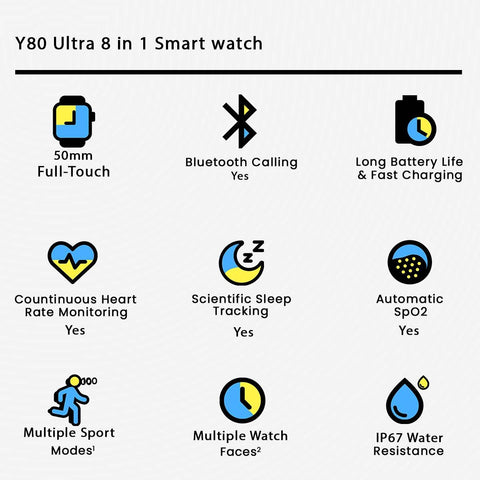 Crown 8+1 Ultra 2 Smart Watch with Wireless Earbuds – Fitness & Multimedia Combo