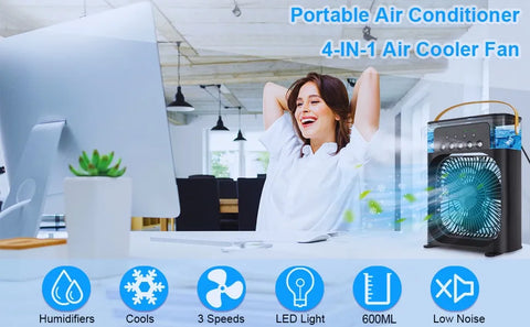 Mist Fan Portable Air Conditioner with Ice Tray 5in1 - Areebreviews