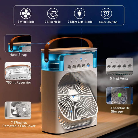 Mist Fan Portable Air Conditioner with Ice Tray 5in1 - Areebreviews